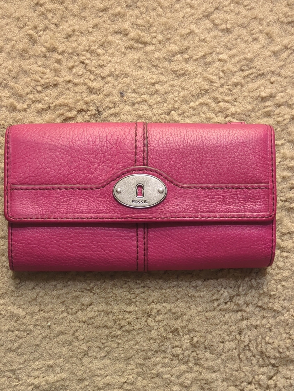 Fossil Hot Pink Leather Snap Wallet